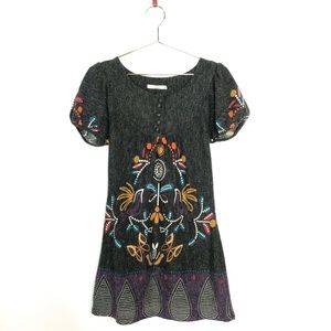 Lavand knit charcoal grey dress with boho design